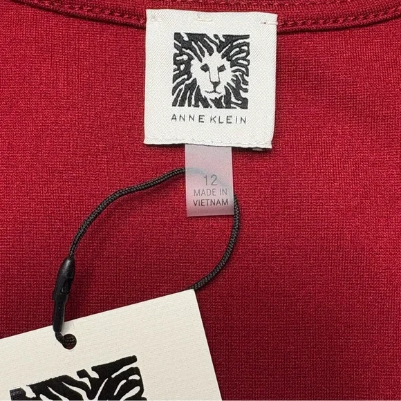 NWT Anne Klein Faux Wrap Midi Sheath Dress 12 Titan Red Stretch Knit *Read - Picture 6 of 11